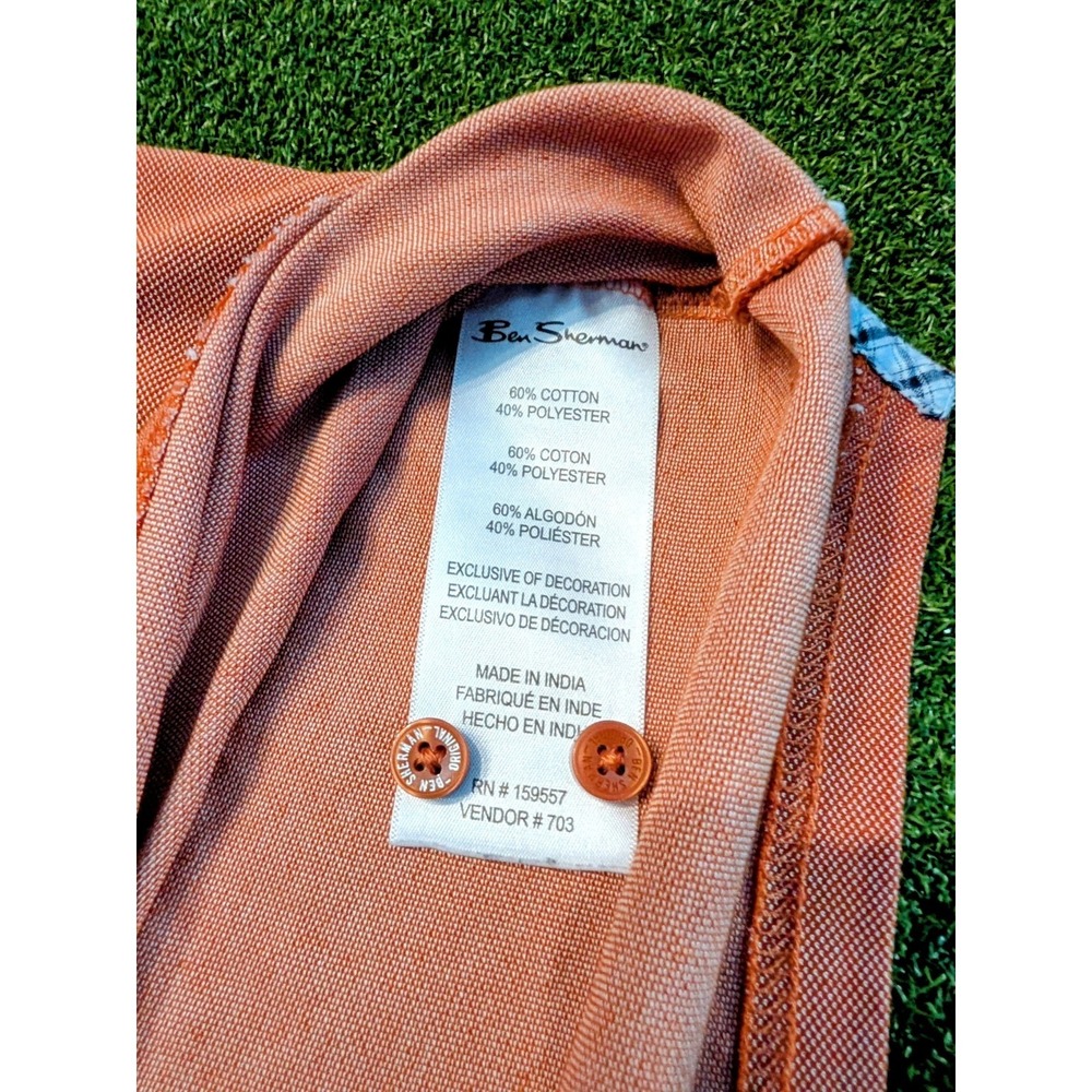 Ben Sherman The Original Men's Polo Shirt XL Orange Solid Piqué Pocket Logo - Picture 4 of 5